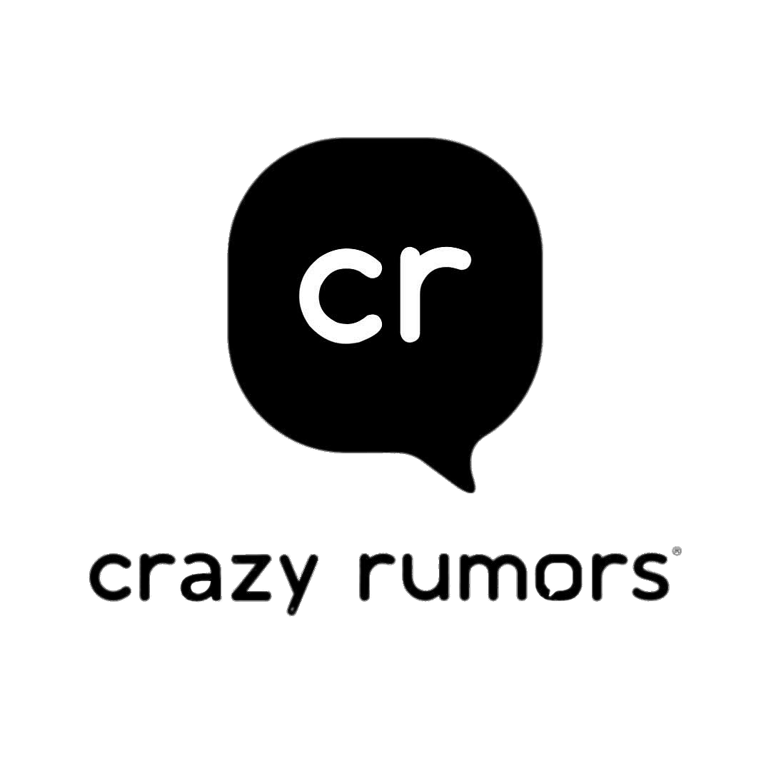 Crazy Rumors logo with 'cr' in a black speech bubble above the brand name in lowercase font on a white background.