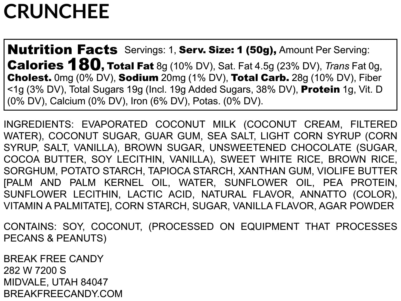 Break Free Crunchee Chocolate Bar - 50g