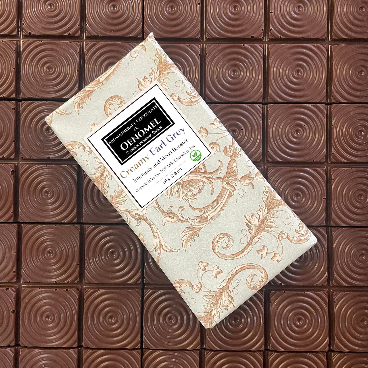 Oenomel Creamy Earl Grey 70% Milk Chocolate Bar - 80g