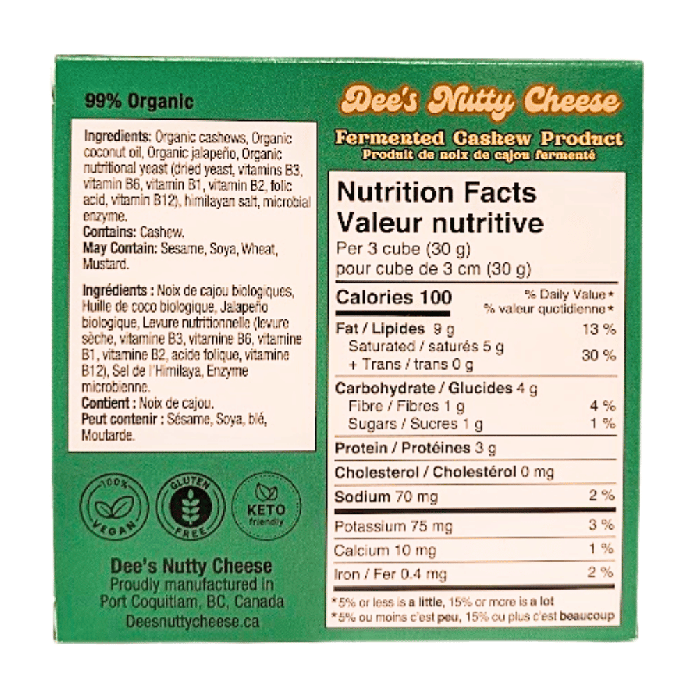 Dee's Nutty Cheese Jalapeno Block - 100g