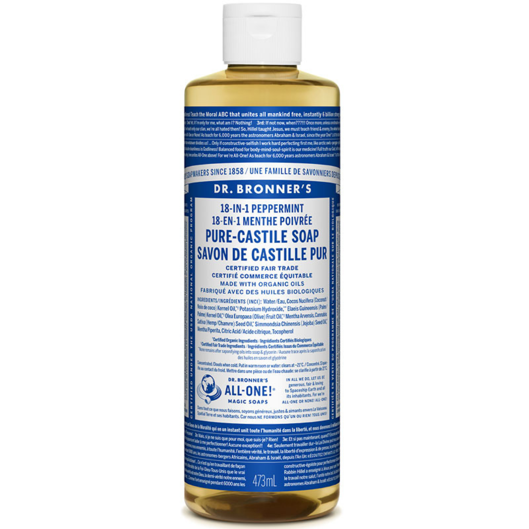 Dr. Bronner's Peppermint Pure Castile Liquid Soap - Multiple Sizes