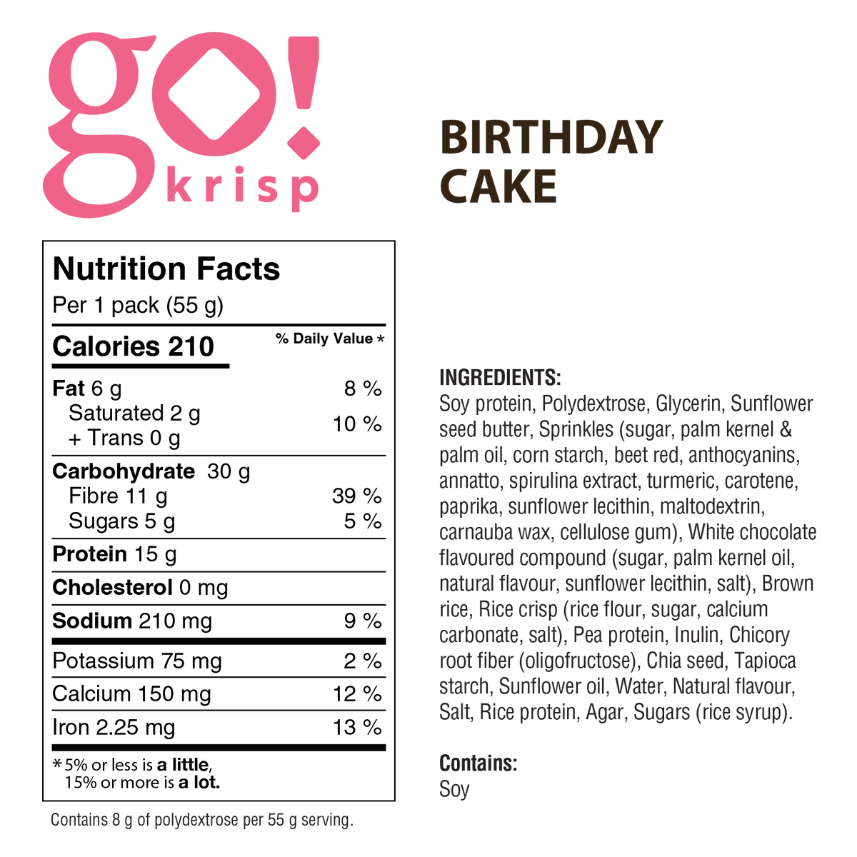 Go! Krisp Birthday Cake Energy Square - 55g