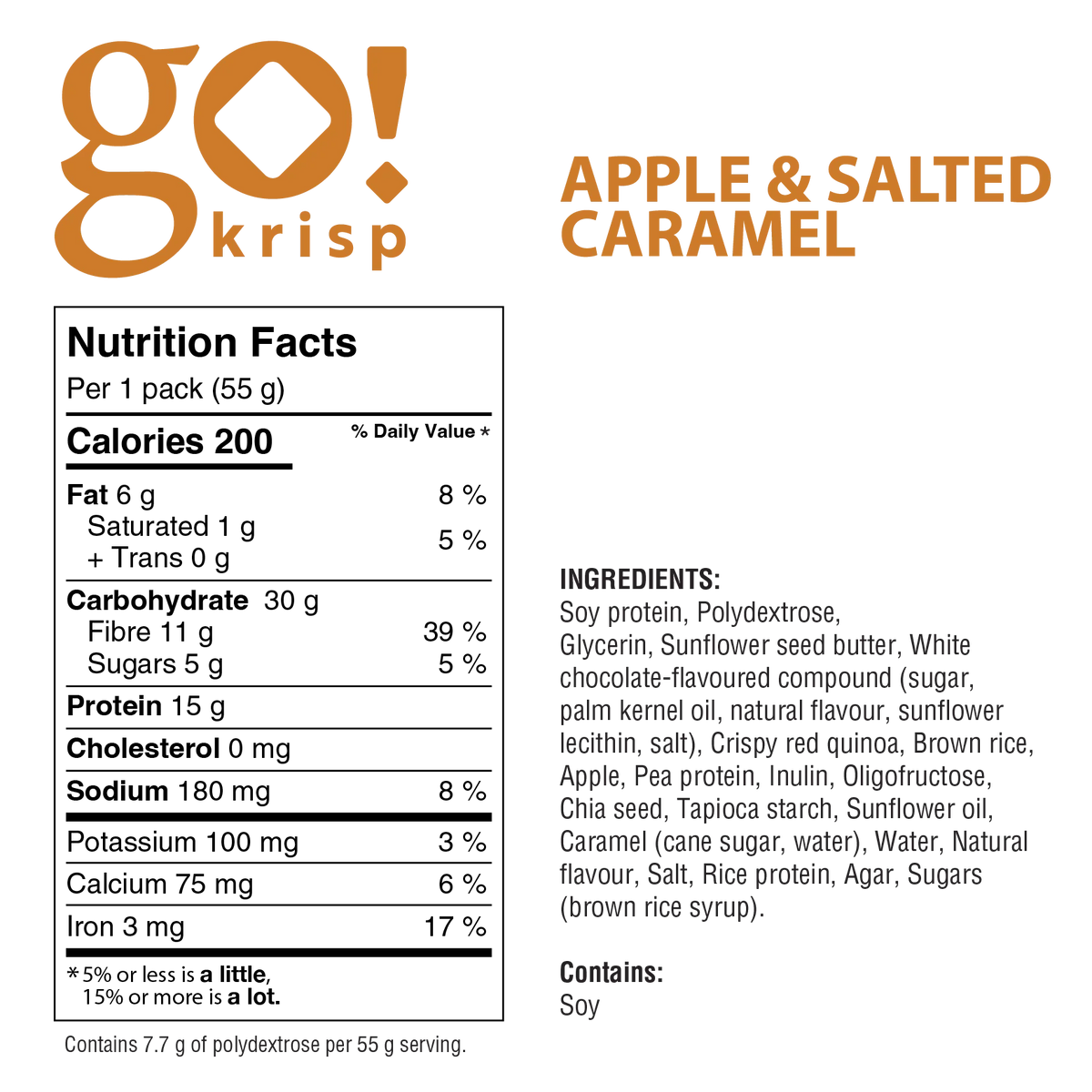 Go! Krisp Apple Salted Caramel Energy Square - 55g