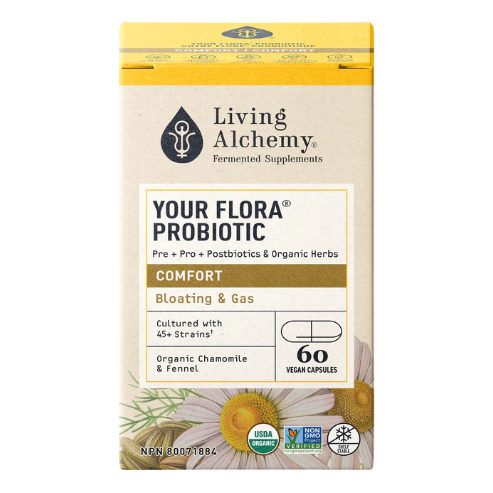 Living Alchemy Your Flora Comfort Gas &amp; Bloating Plus Camomille &amp; Fenouil - 60 capsules