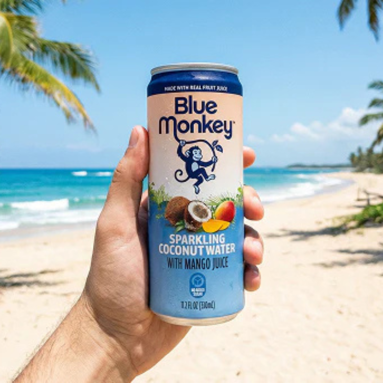 Blue Monkey Sparkling Coconut Water Mango Juice - 330ml