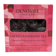 Oenomel Cherry + Raspberry Sea Salt Chocolate Rings - 75g