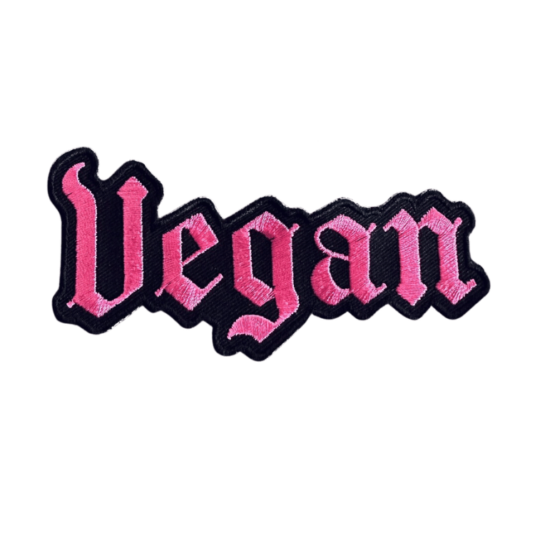Vegan Power Co 'Vegan' Gothic Font Pink Patch