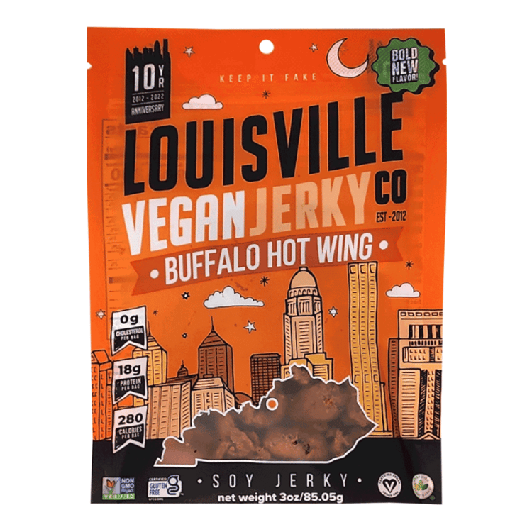 CLEARANCE - Louisville Vegan Jerky Co. Buffalo Hot Wing Jerky - 85g