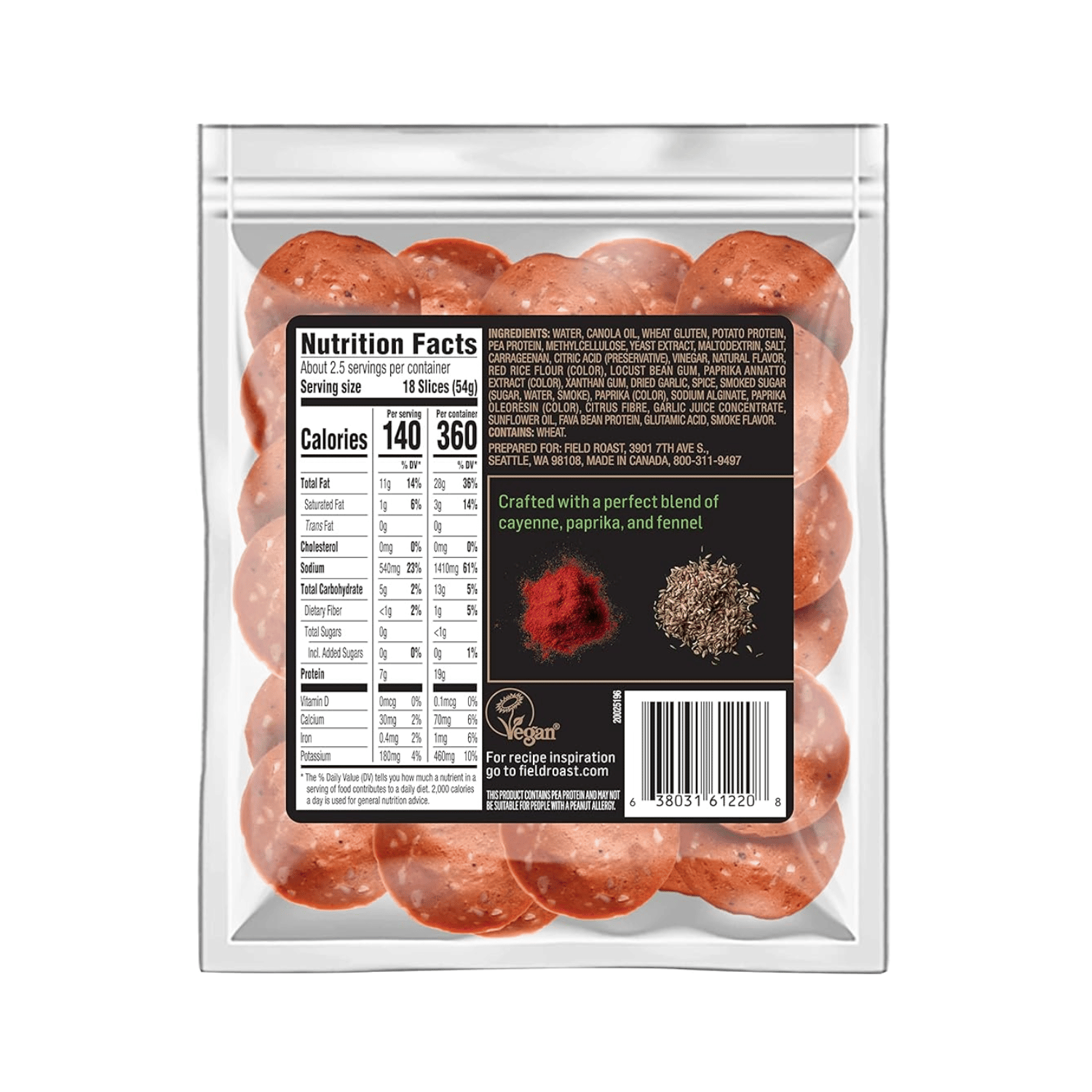 Tranches de pepperoni à base de plantes Field Roast - 141g