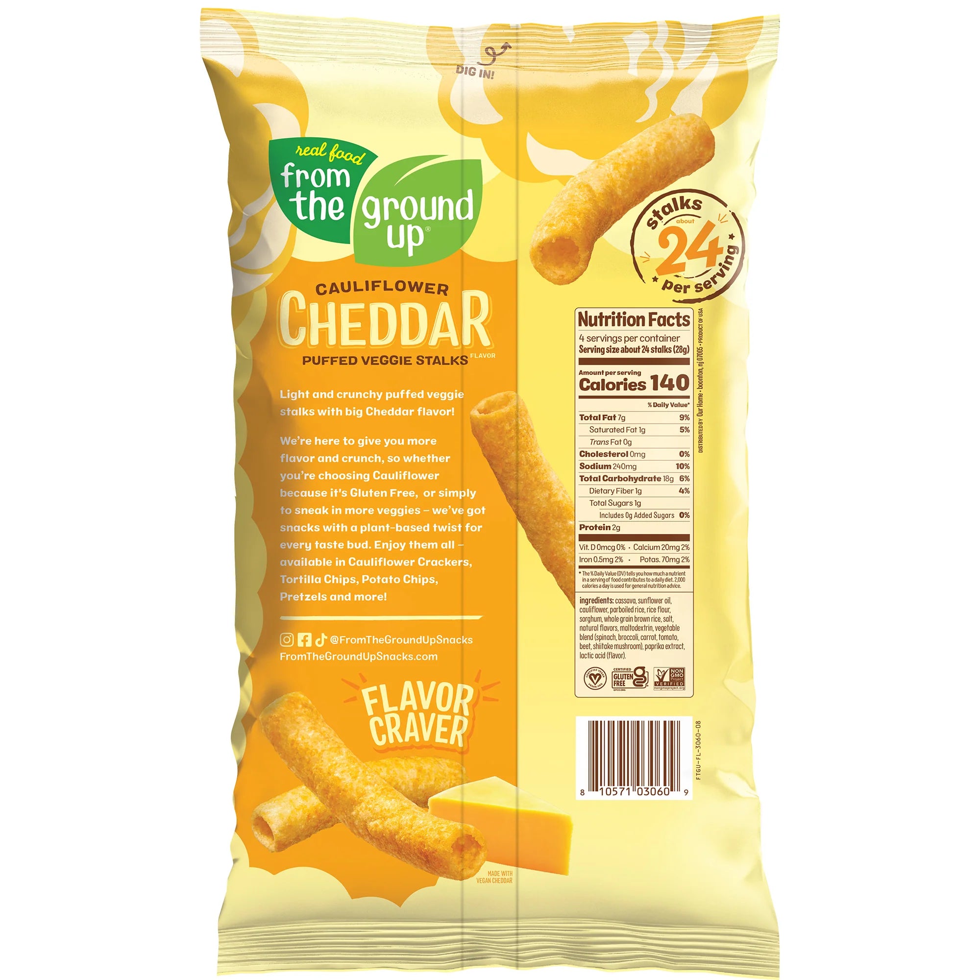 Tiges de chou-fleur Cheddar From The Ground Up - 113g