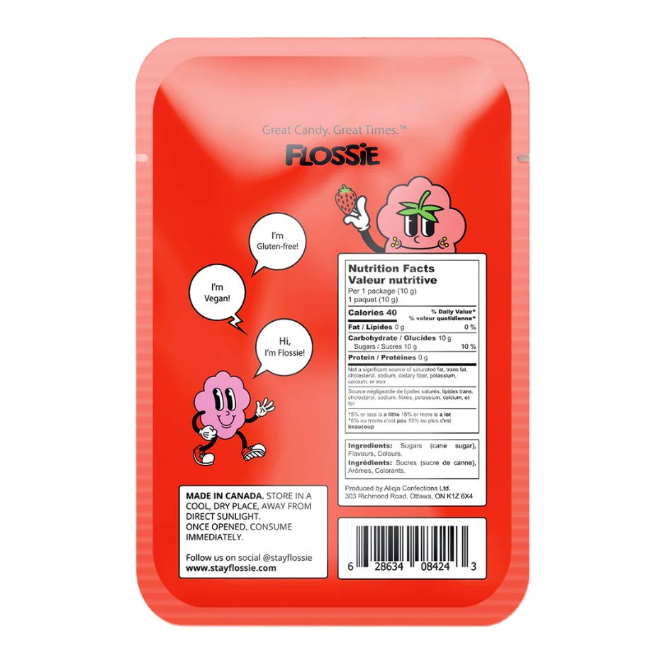 Flossie Strawberry Cotton Candy - 10g