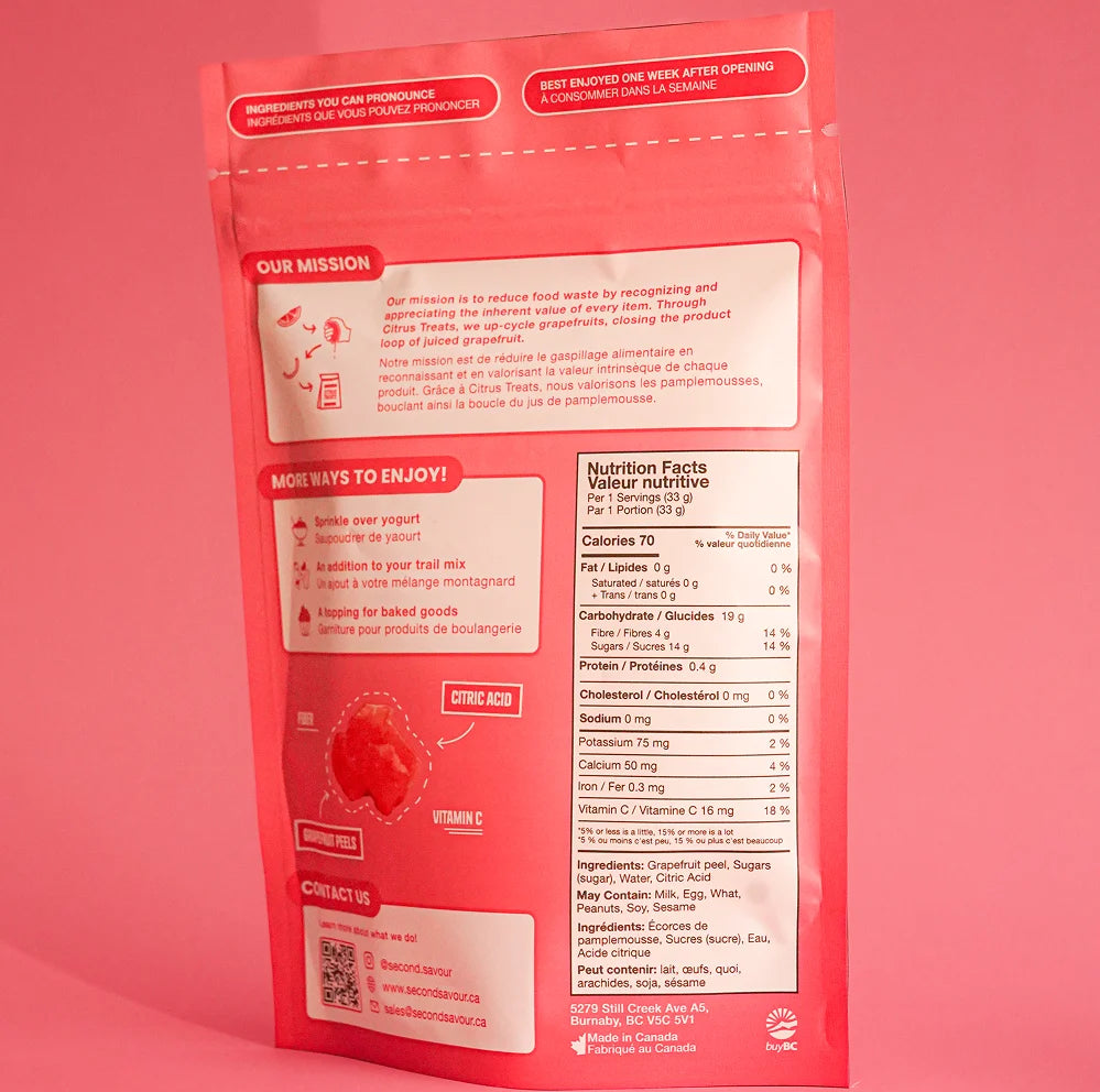 Second Savour Candied Grapefruit Citrus Treats - 100g
