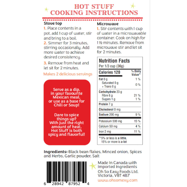 Oh So Mexy Hot Stuff Refried Beans - 100g