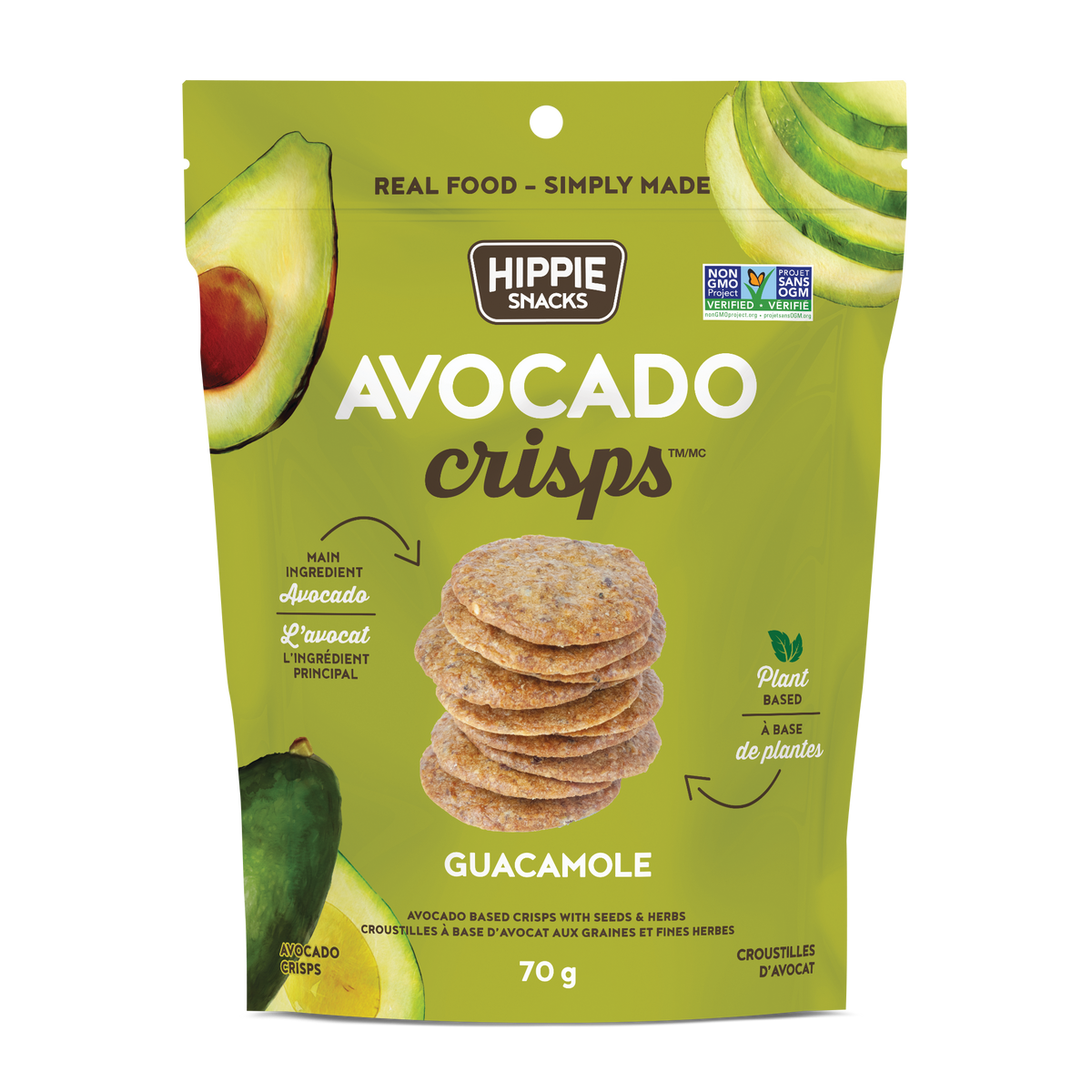 Hippie Snacks Guacamole Avocado Crisps - 70g