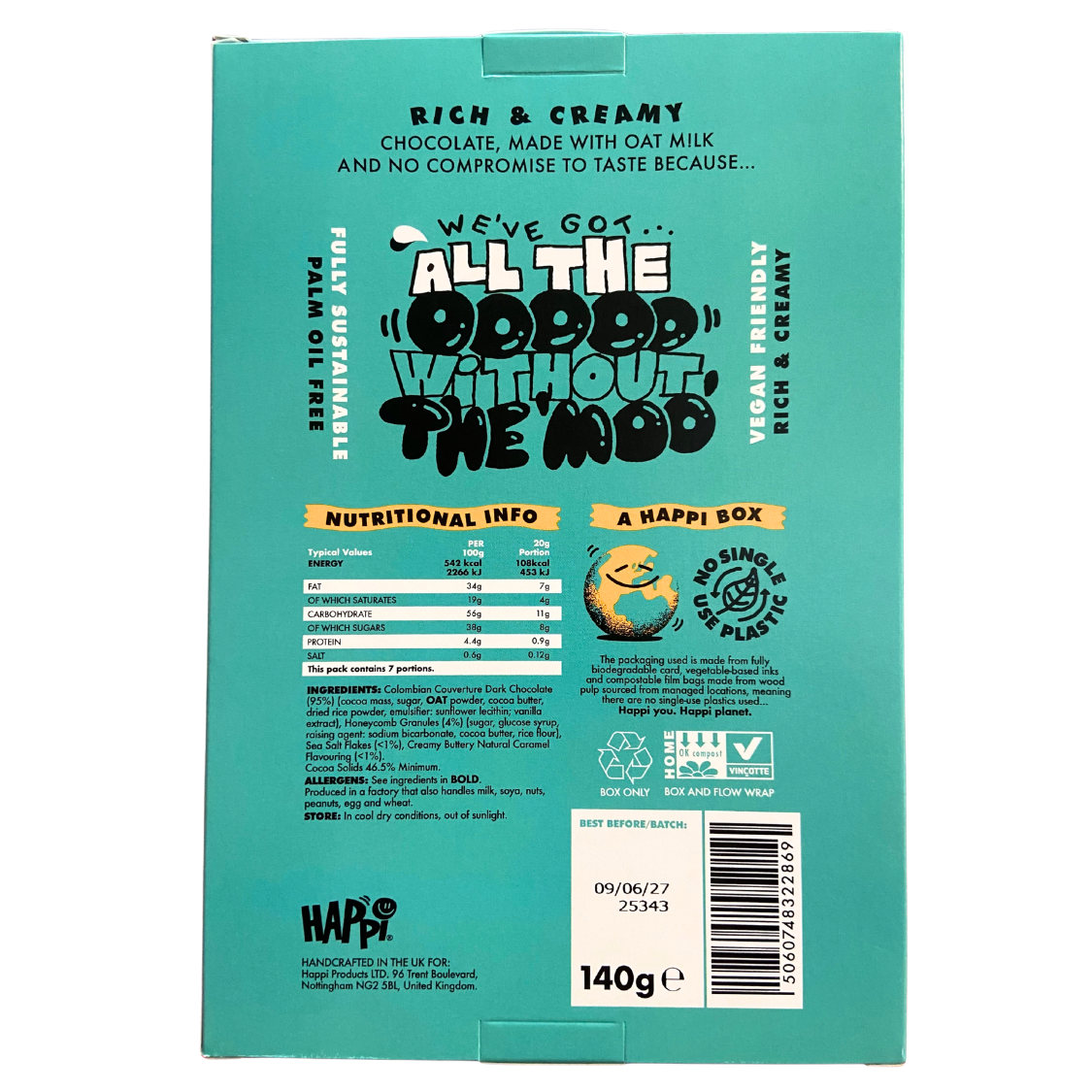 Happi Salted Honeycomb Oat Milk Easter Egg Bar - 140g