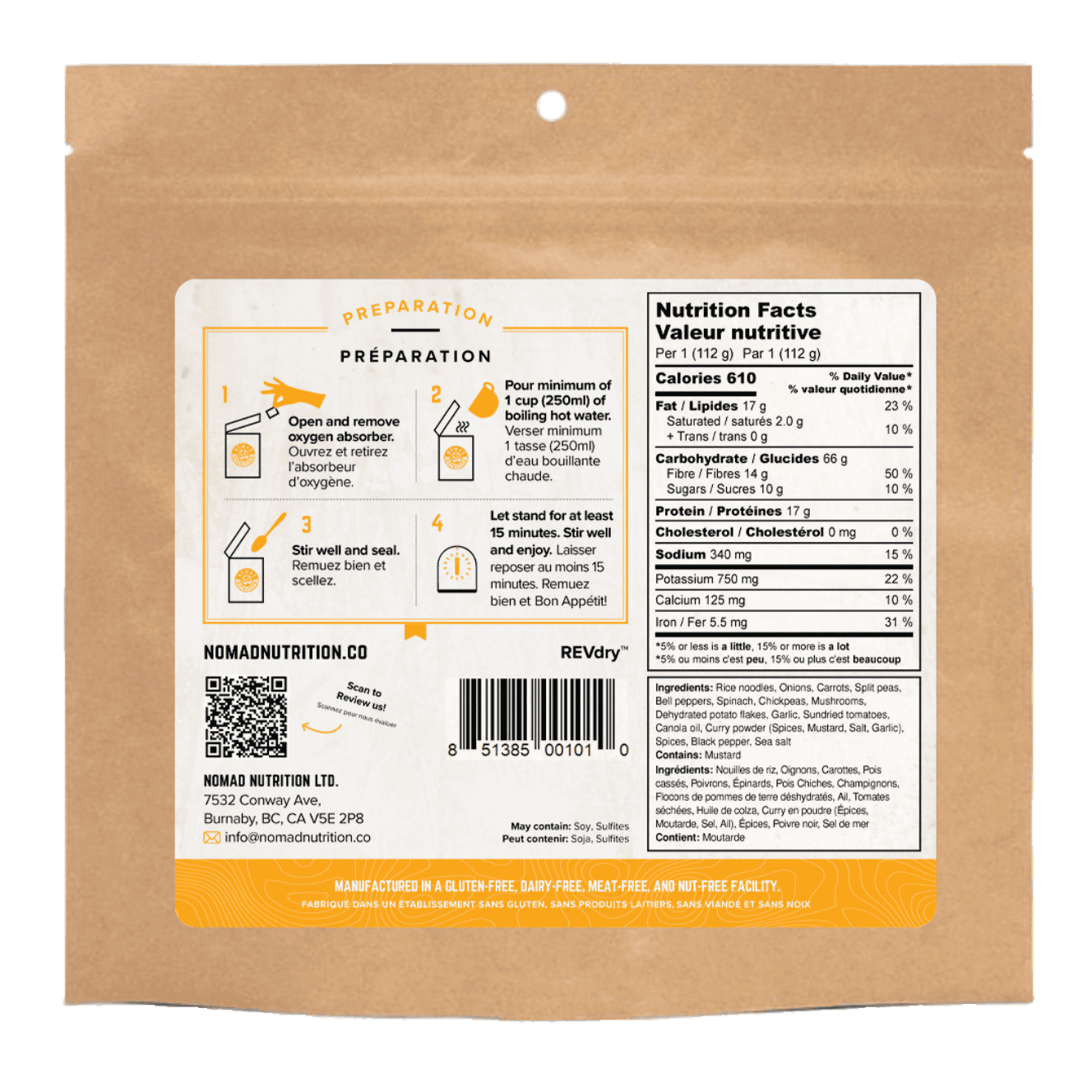 Nomad Kathmandu Curry Aventure Repas - 56g