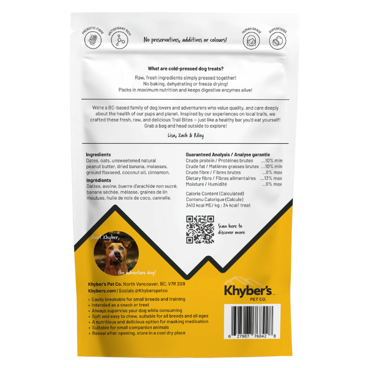 Khyber's Pet Co. Peanut Butter Banana Boost Trail Bites - 350g