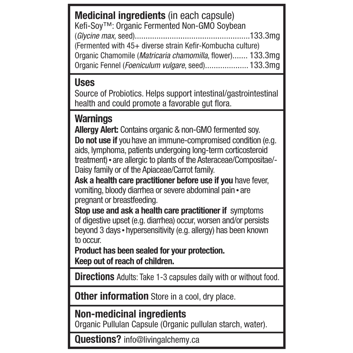 Living Alchemy Your Flora Comfort Gas &amp; Bloating Plus Camomille &amp; Fenouil - 60 capsules