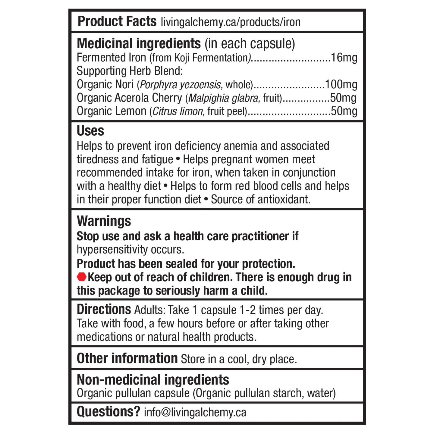 Living Alchemy Iron Alive pour femmes - 60 capsules 