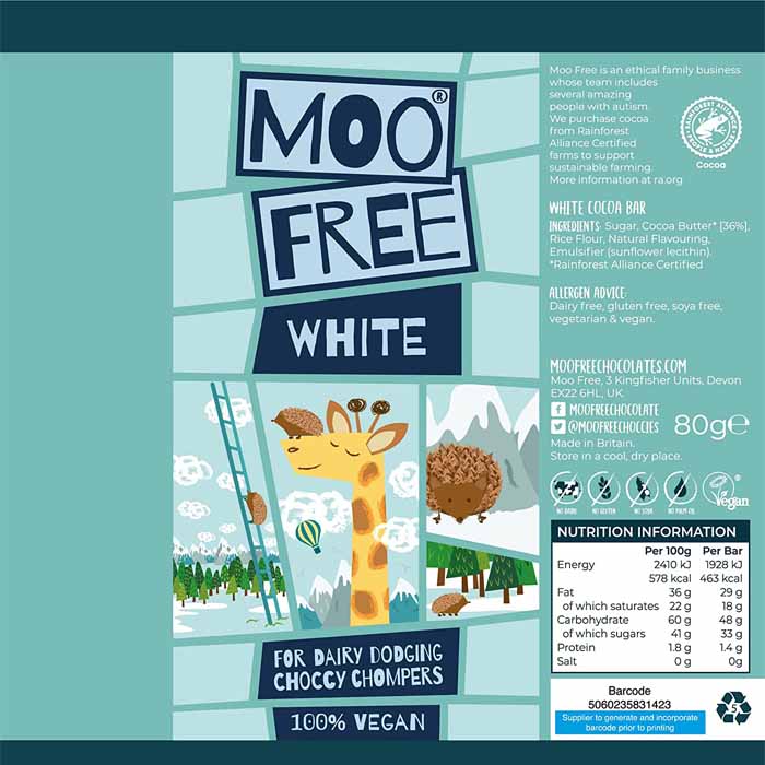 Moo Free White Chocolate Mini Bar - 20g