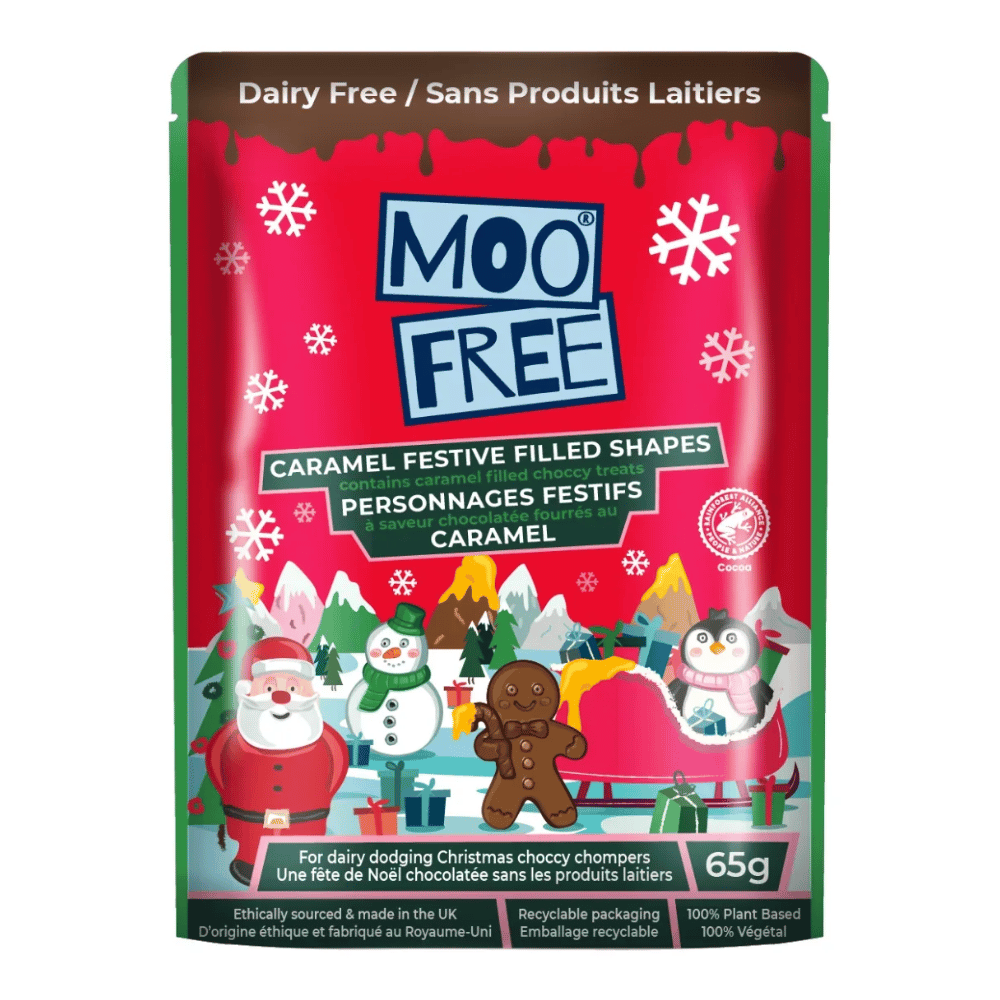 Figurines de Noël fourrées au caramel Moo Free - 65 g