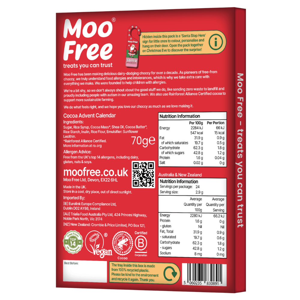 Moo Free Milk Chocolate Advent Calendar - 70g