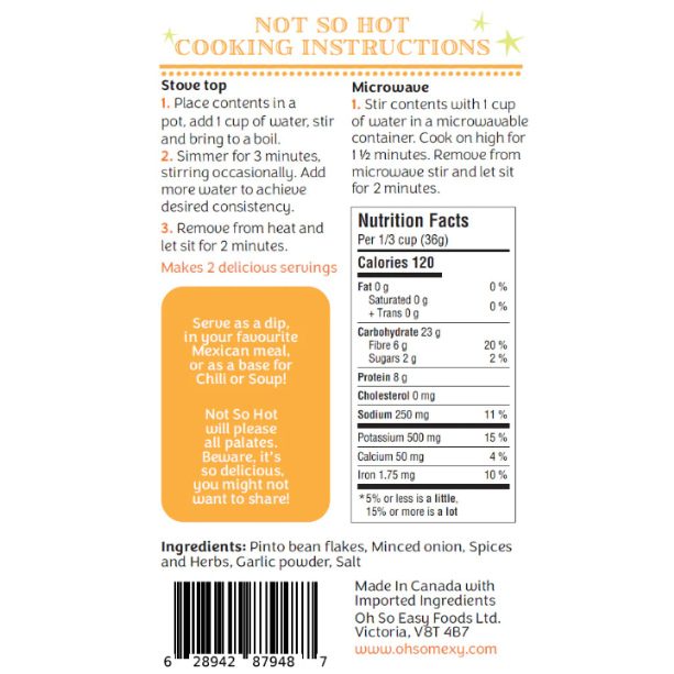 Oh So Mexy Not So Hot Refried Beans - 100g