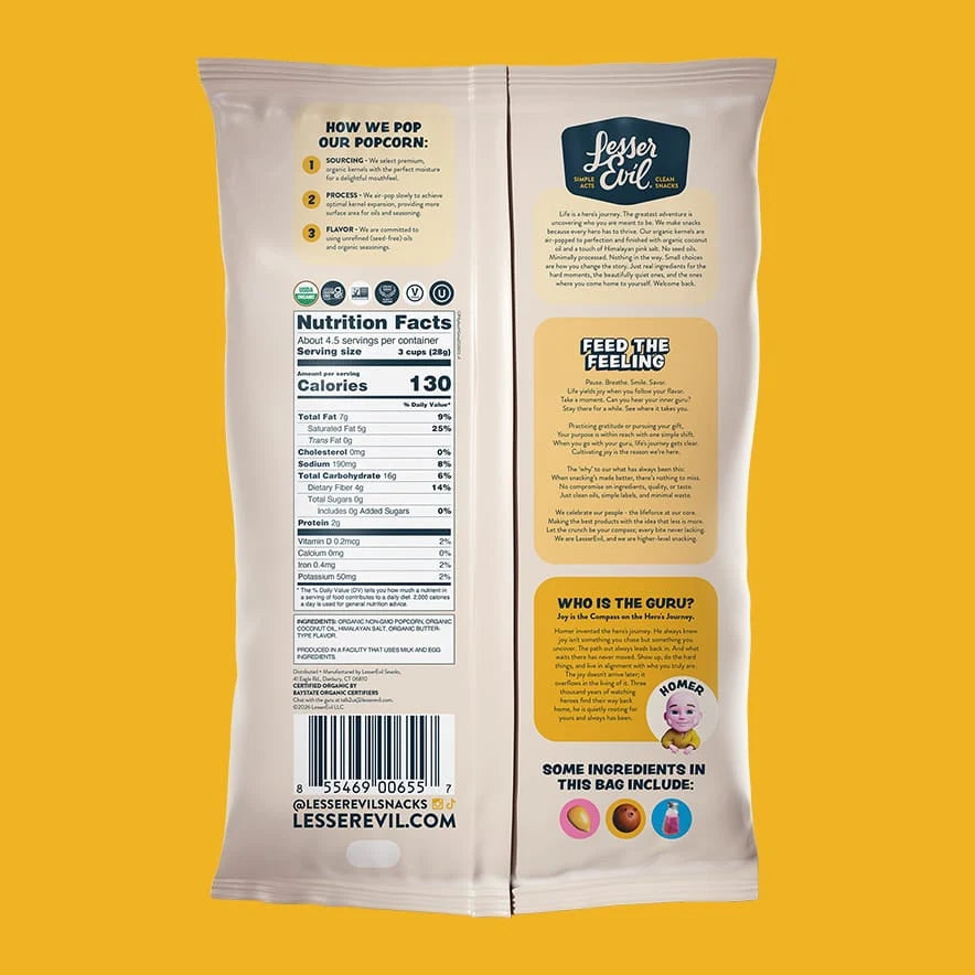 Lesser Evil Himalayan Gold Buttery Flavour Popcorn - 130g