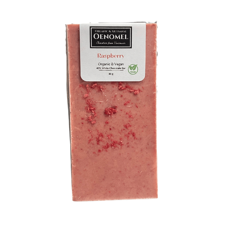 Oenomel Raspberry 40% White Chocolate Bar - 80g