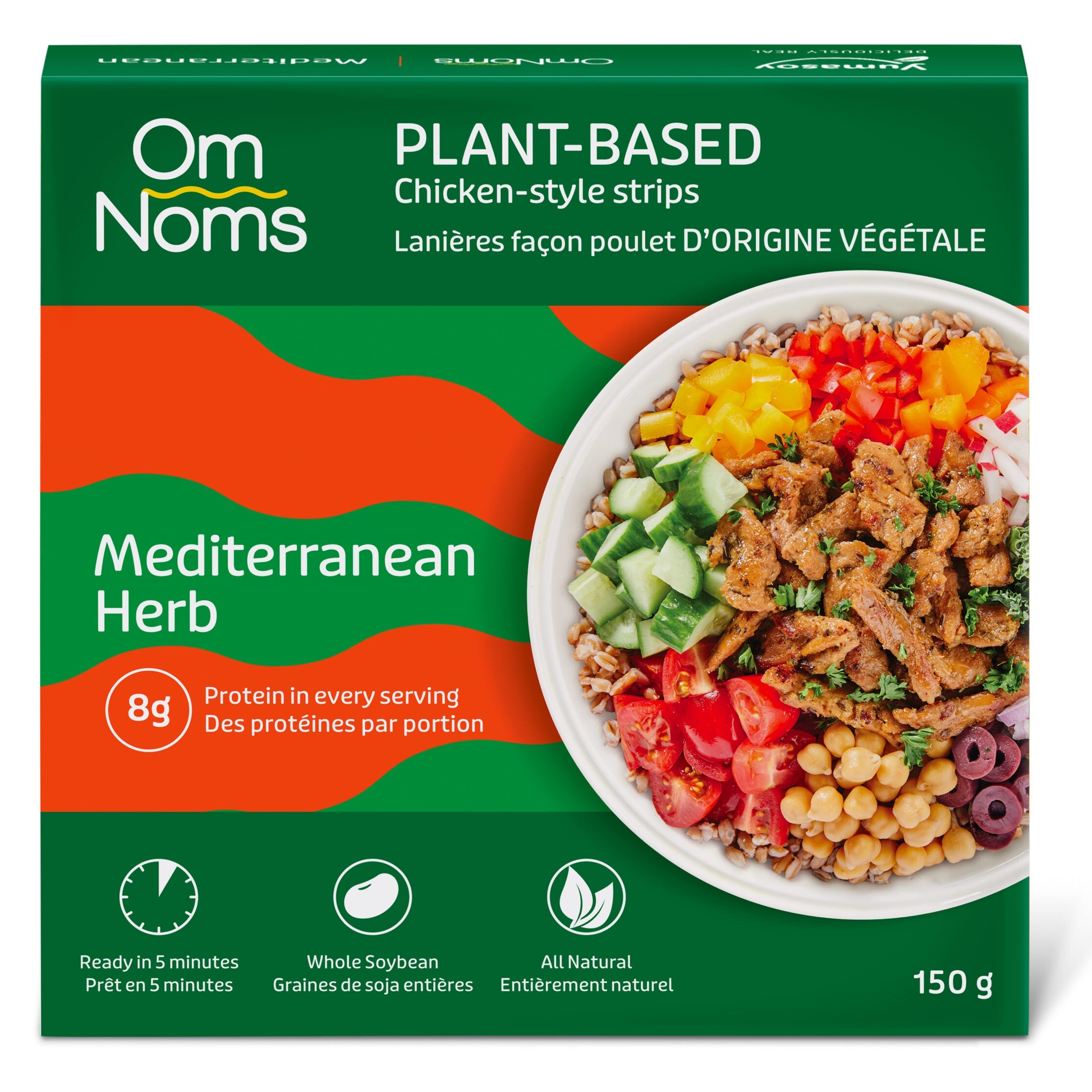 Om Noms Chicken-Style Strips Mediterranean Herb - 150g