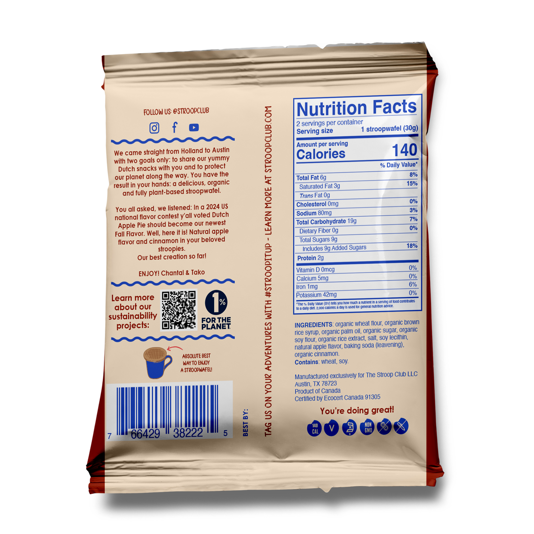 Stroop Club Dutch Apple Pie Caramel Stroopwafel Cookies - 60g