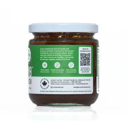 Vumami Foods Umami Bomb Huile de piment à l'ail shiitake - 250 ml