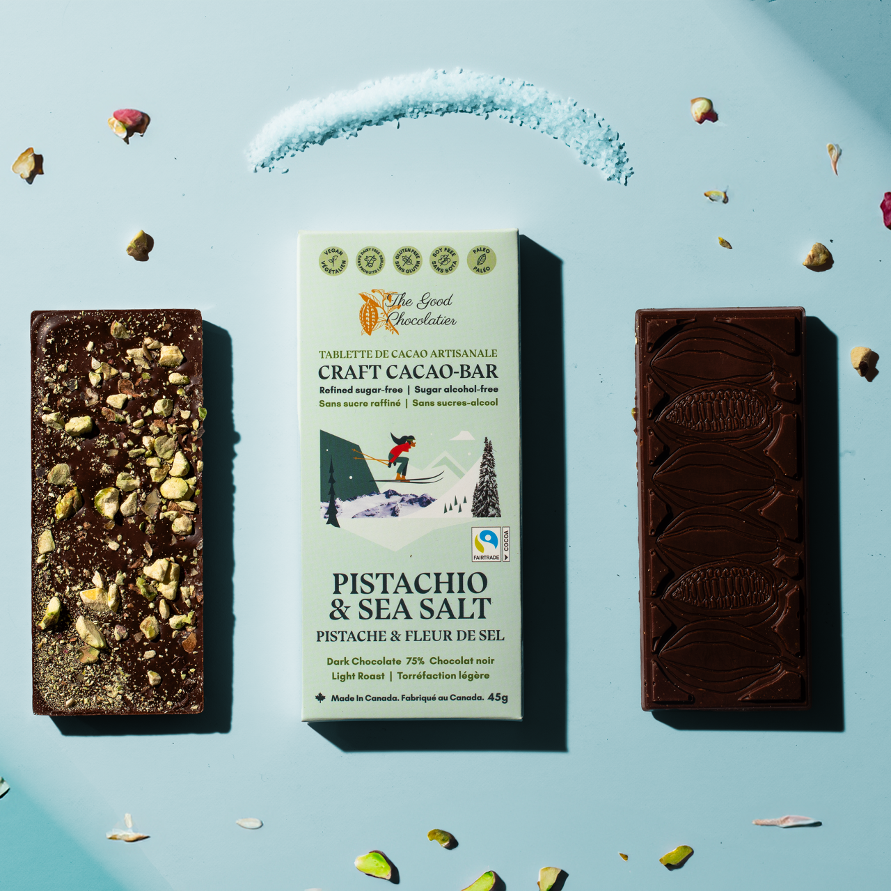 The Good Chocolatier Pistachio & Sea Salt Dark Chocolate - 45g