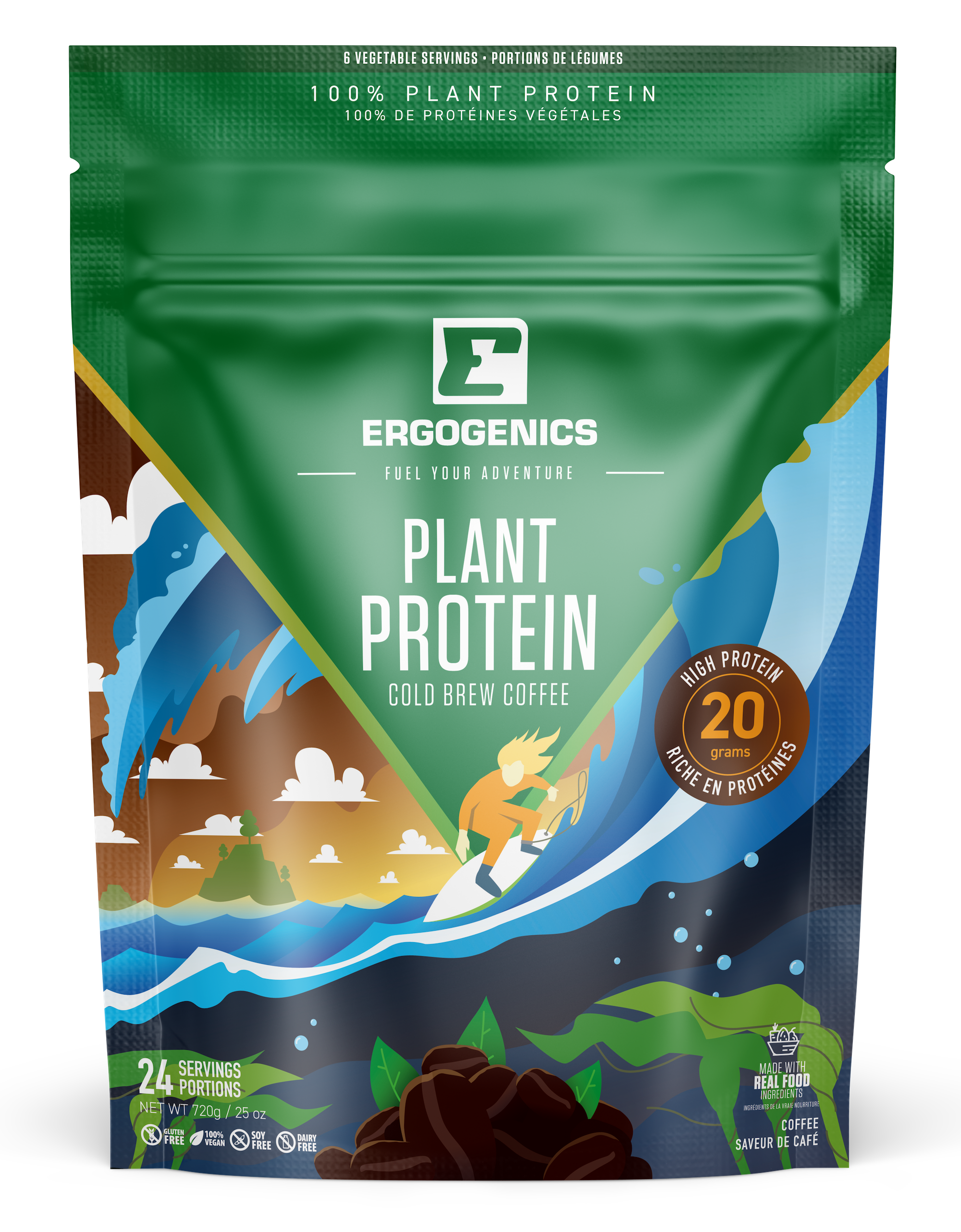 Ergogenics Protéine + Verts, 4 Saveurs - 720g
