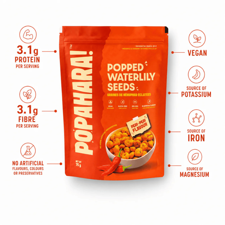 Popahara Peri-Peri Popped Waterlily Seeds - 75g