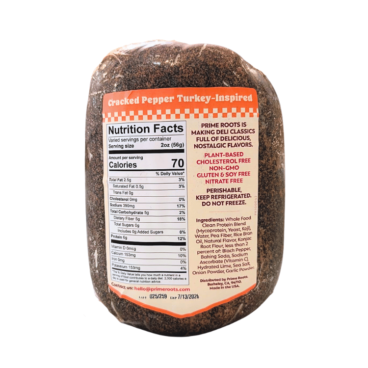 Prime Roots Cracked Pepper Turkey-Inspired Deli Chub - 1025g
