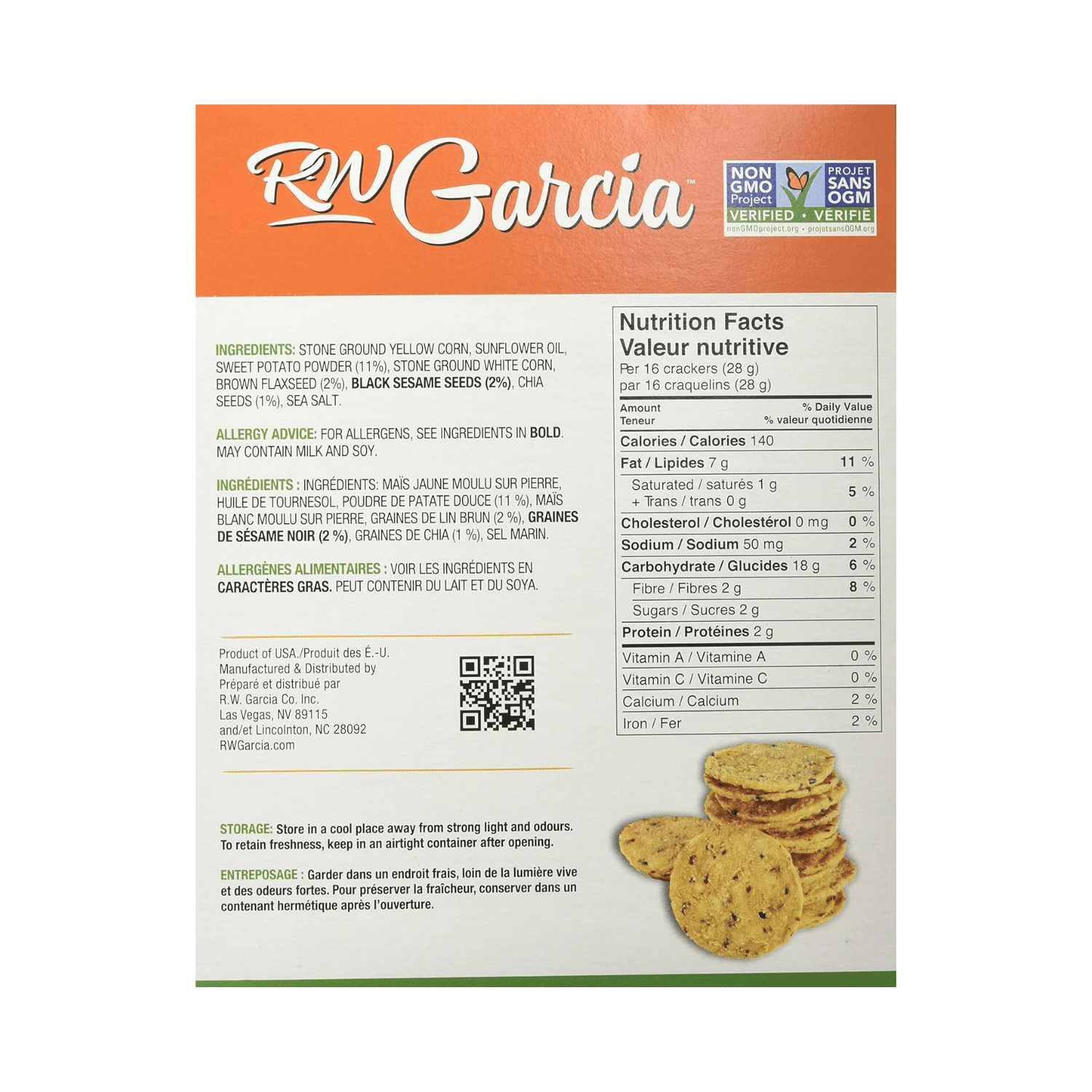 RW Garcia 3 Seed Sweet Potato Crackers - 180g