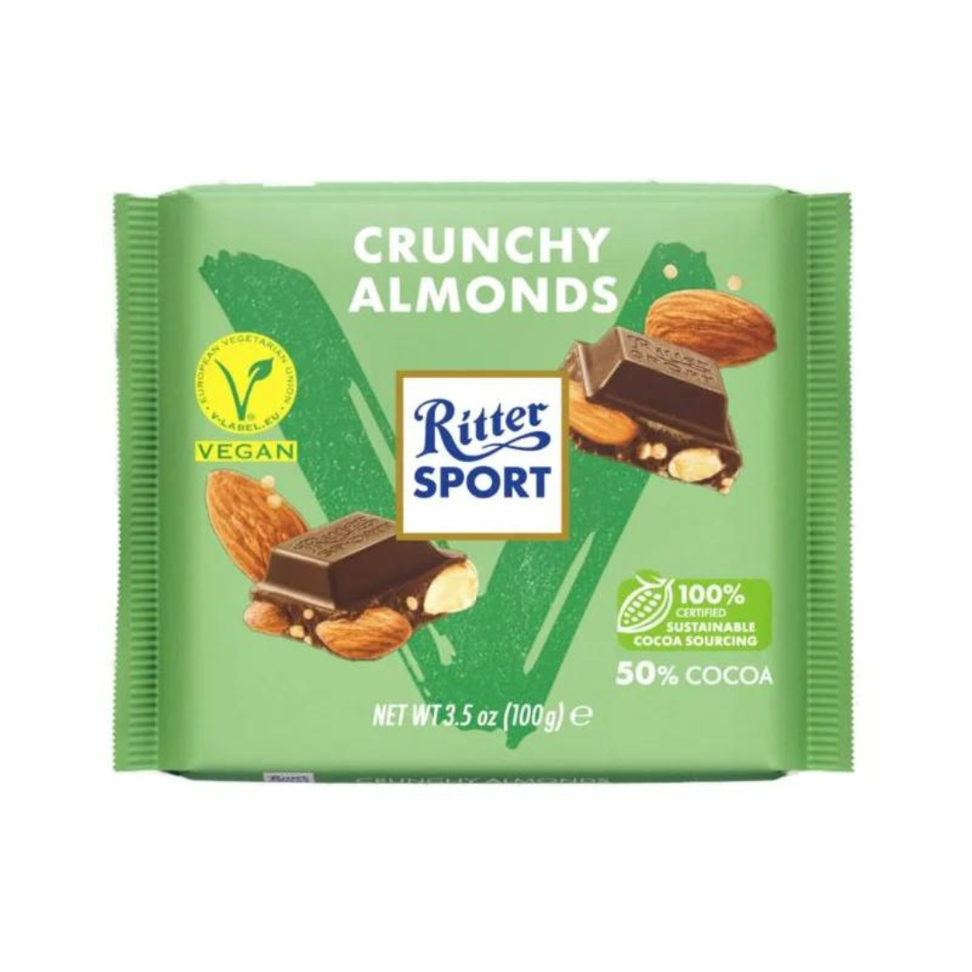 Ritter Sport Crunchy Almonds Vegan Chocolate Bar - 100g