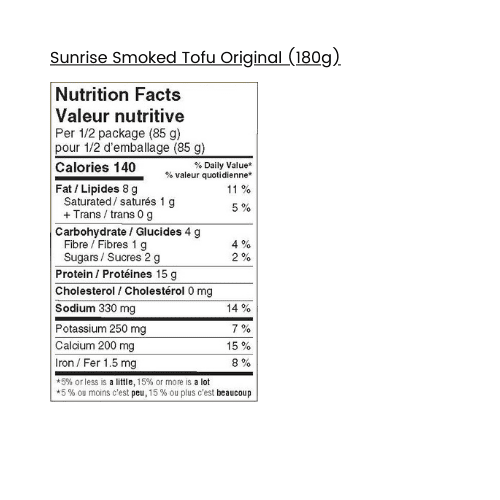 Sunrise Foods Smoked Tofu - 180g