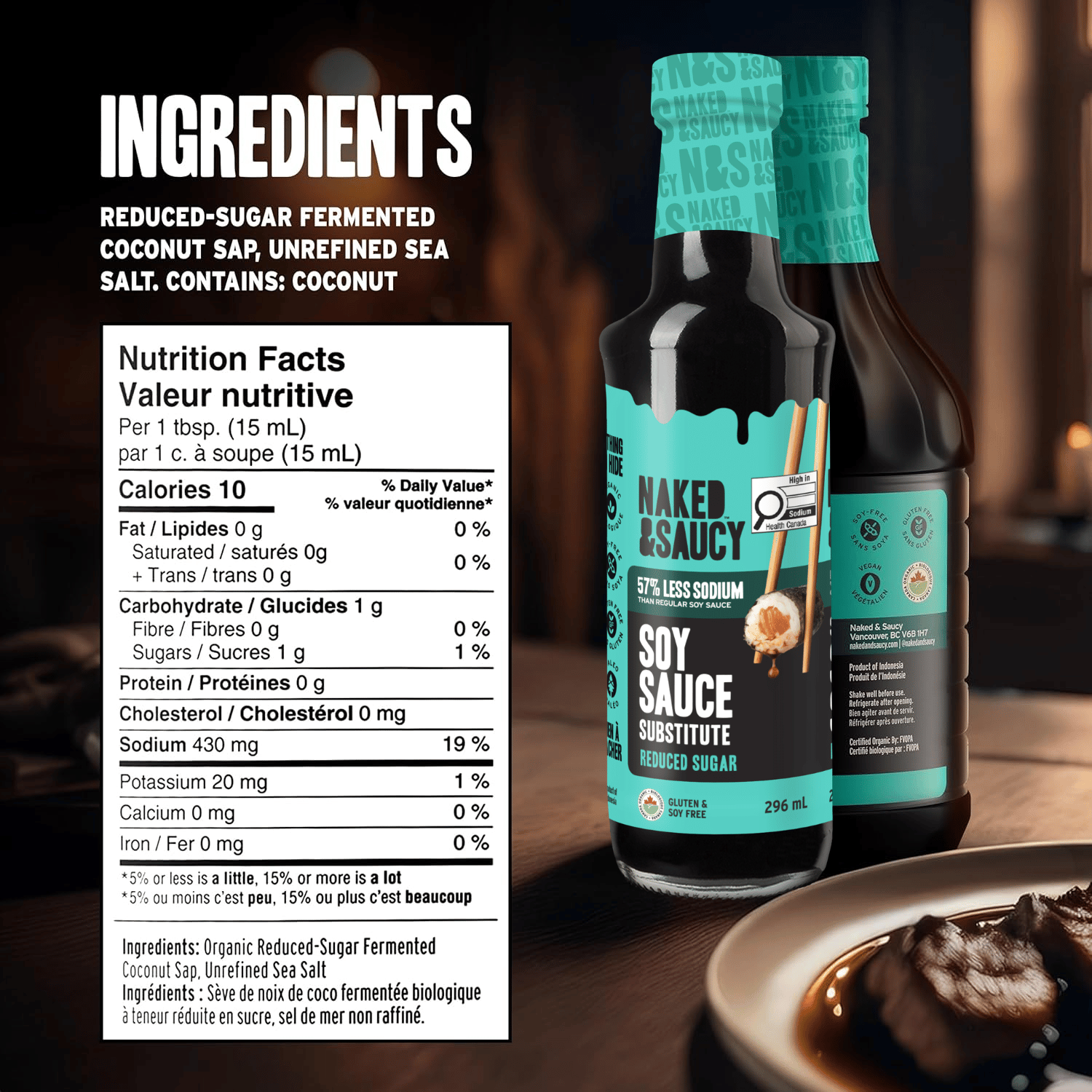 Naked Natural Foods Substitut de sauce de soja biologique - 296 ml