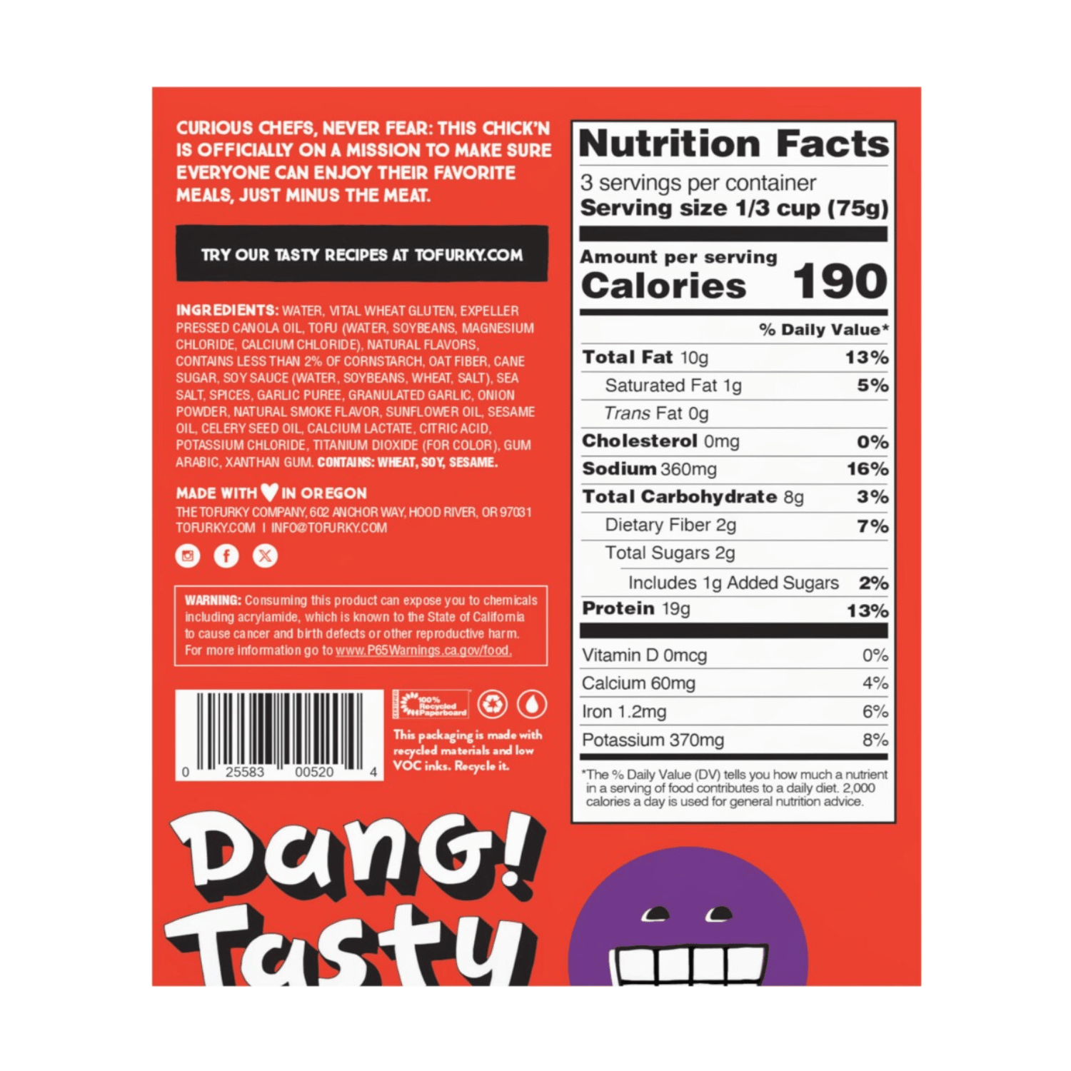 Tofurky Lightly Seasoned Chick'n - 227g