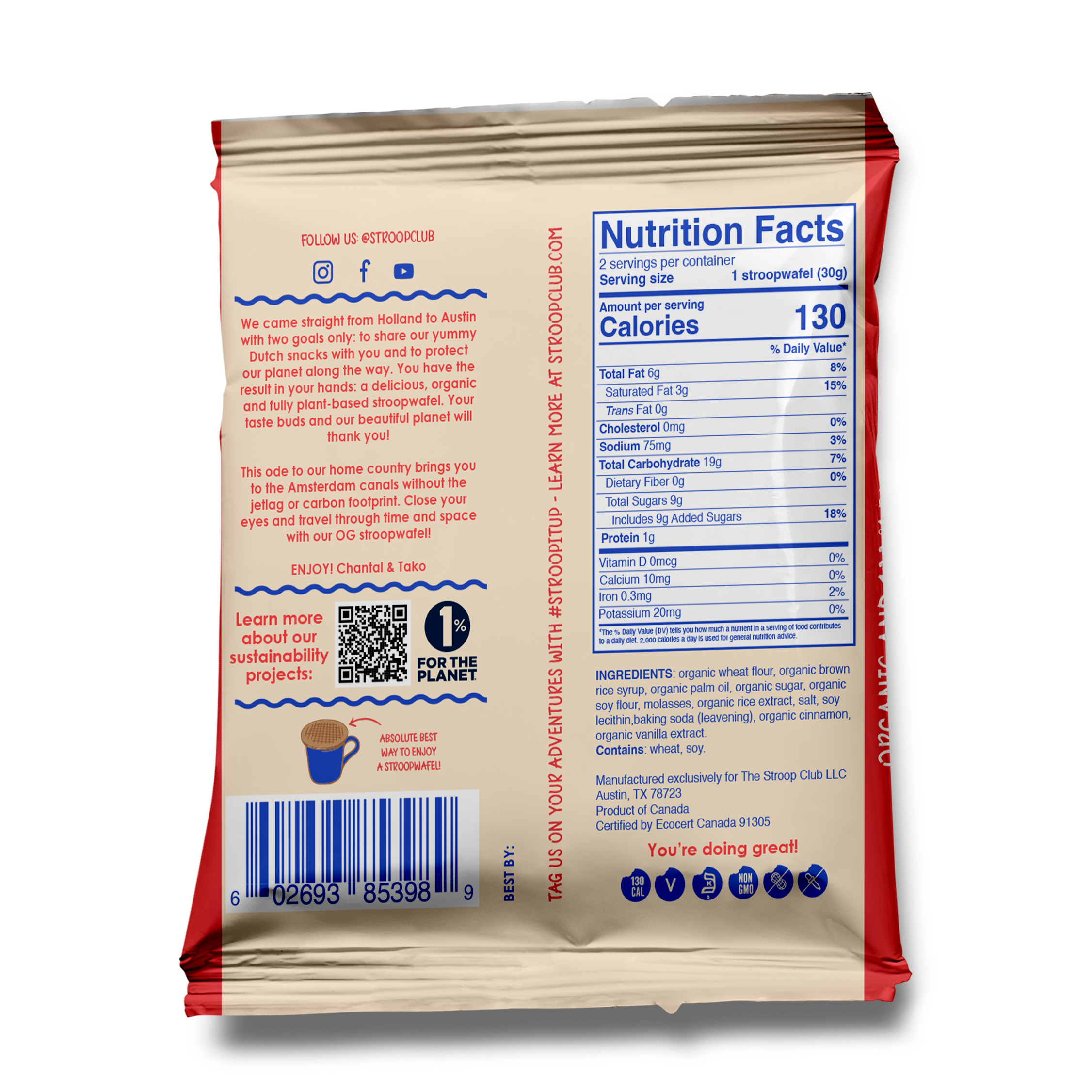 Stroop Club Vegan Traditional Caramel Stroopwafel Cookies - 60g