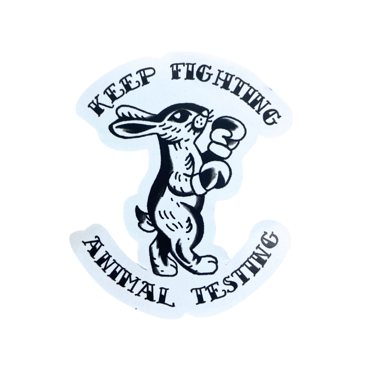 Vegan Supply 'Keep Fighting Animal Testing' Die Cut Paper Sticker