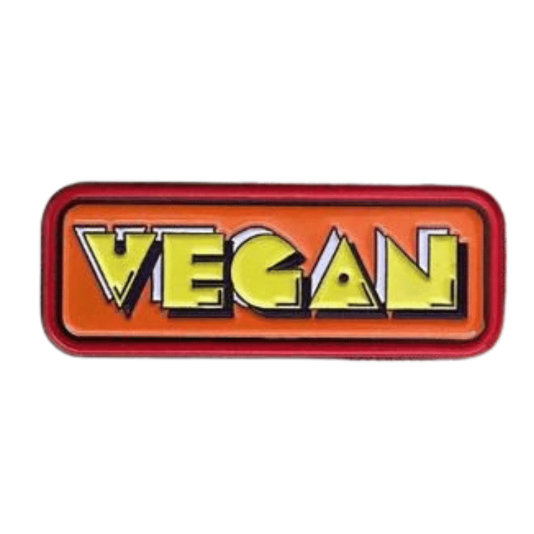 Vegan Power Co Orange 'Vegan' Pacman Enamel Pin