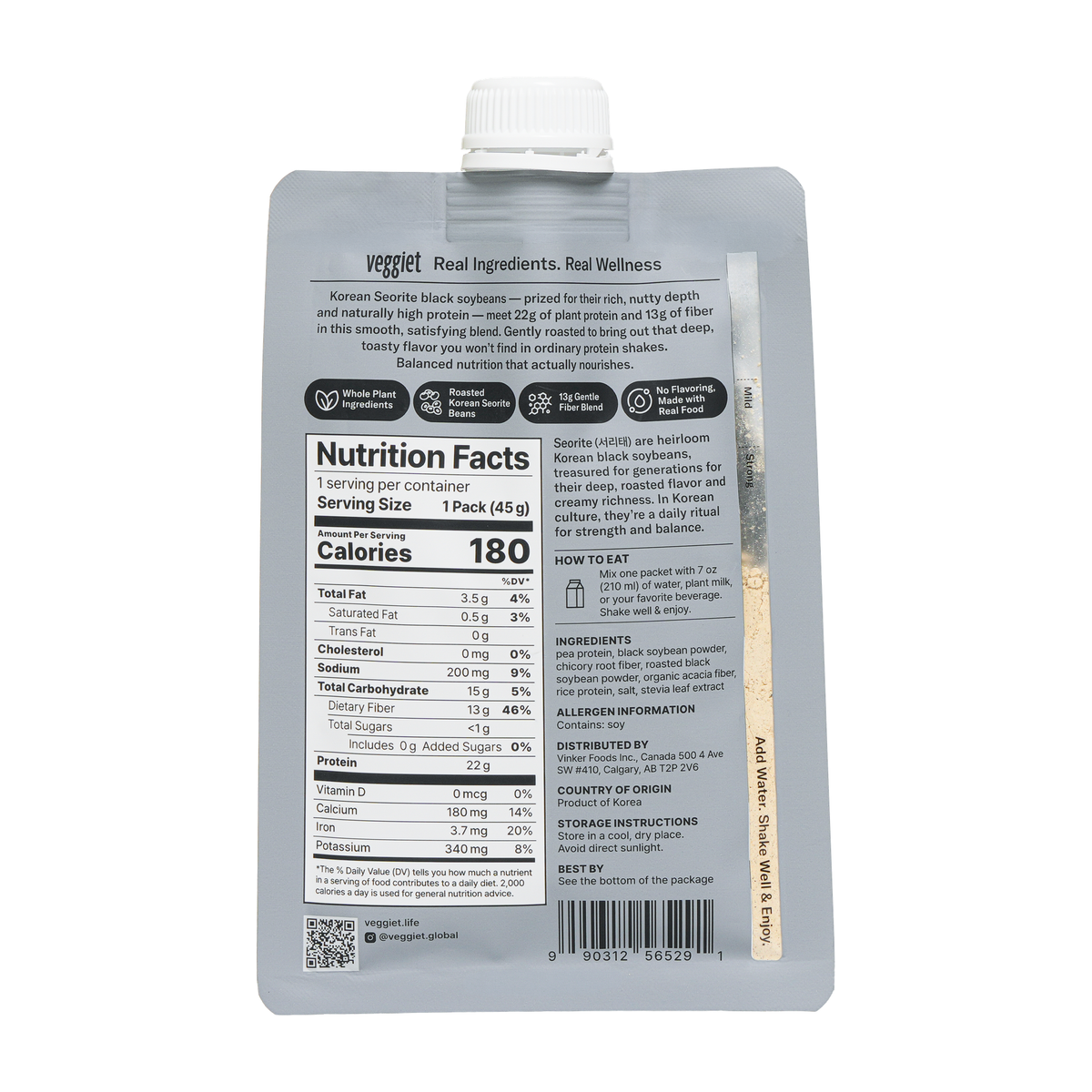 Veggiet Real Black Bean Protein Shake - 45g