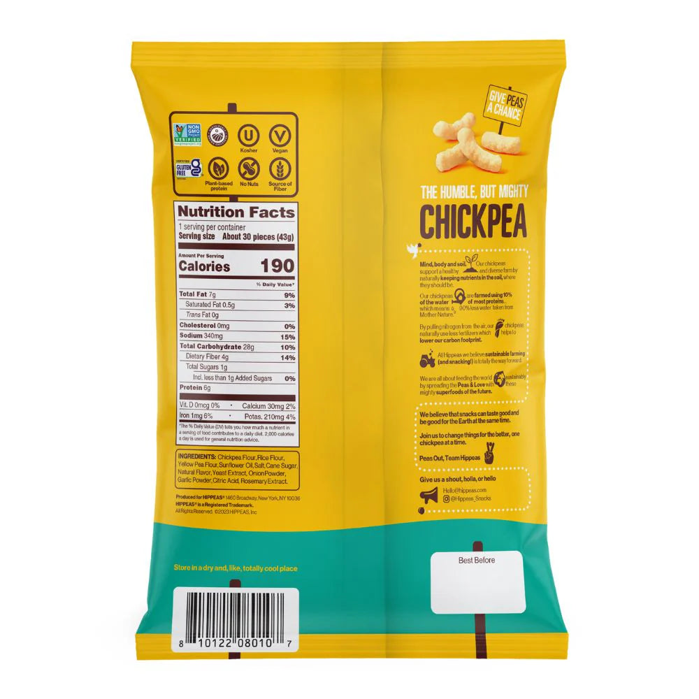 Soufflés de pois chiches au cheddar blanc Hippeas - 113g