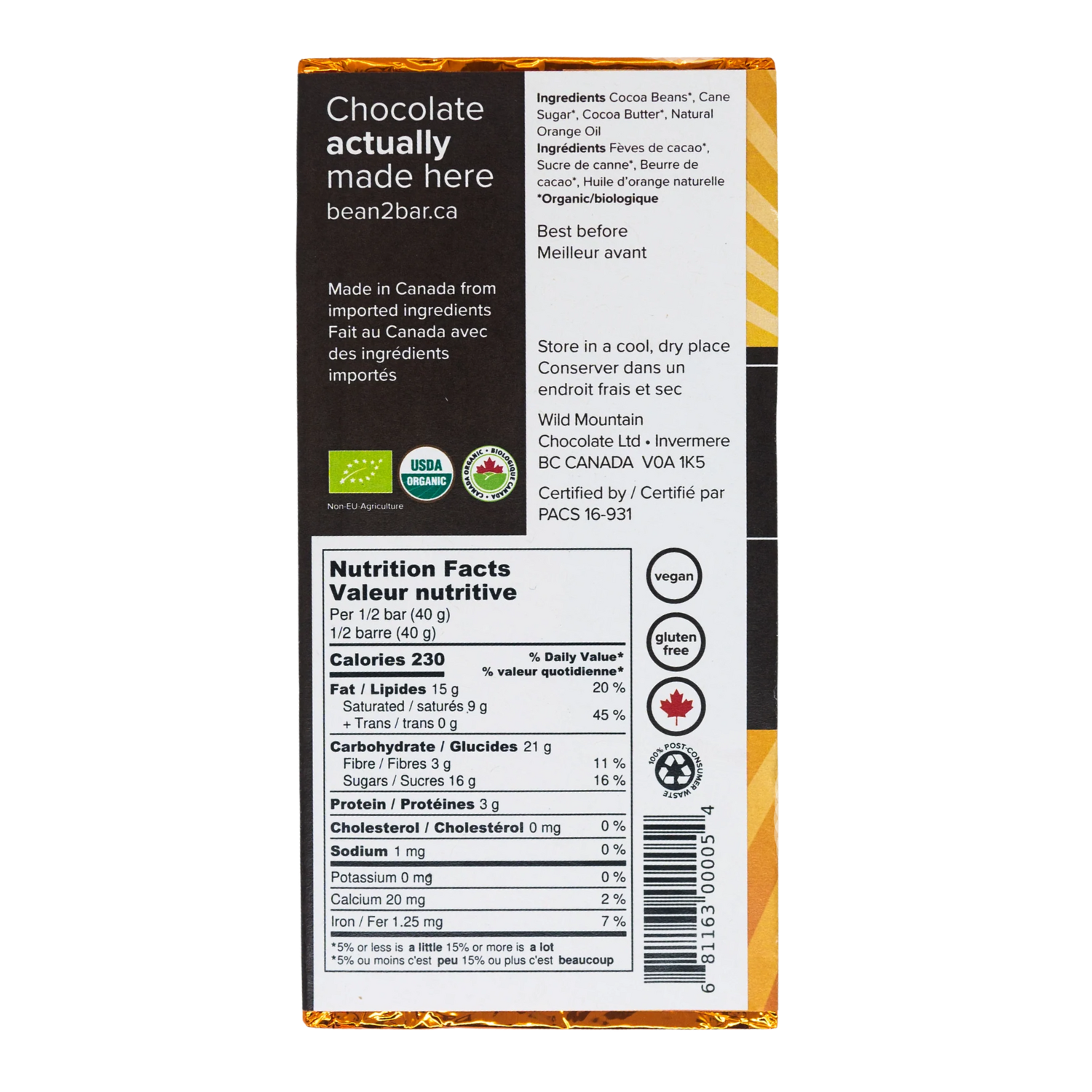 Wild Mountain Orange Chocolate - 85g