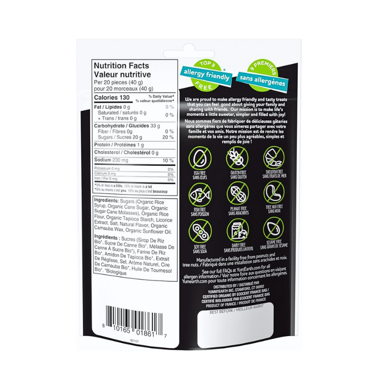 YumEarth Organic Black Licorice - 142g