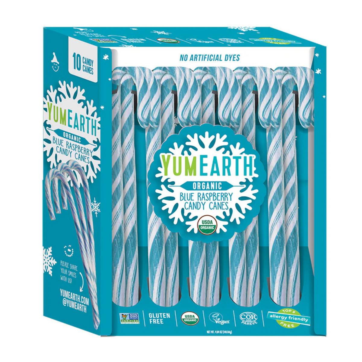 YumEarth Organic Blue Raspberry Candy Canes - 140g
