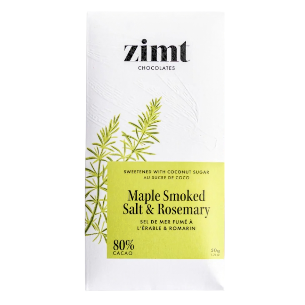 Barre de chocolat au sel fumé à l'érable et au romarin de Zimt - 40g